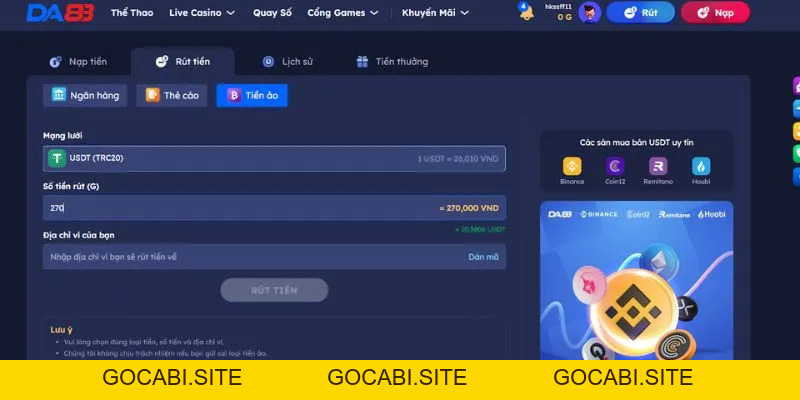 Rút tiền DA88 - Hướng dẫn quy trình giao dịch nhanh chóng - gocabi.site